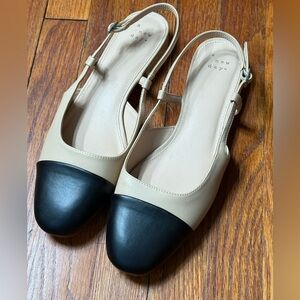 A New Day Beige and Black Cap-Toe Flats
